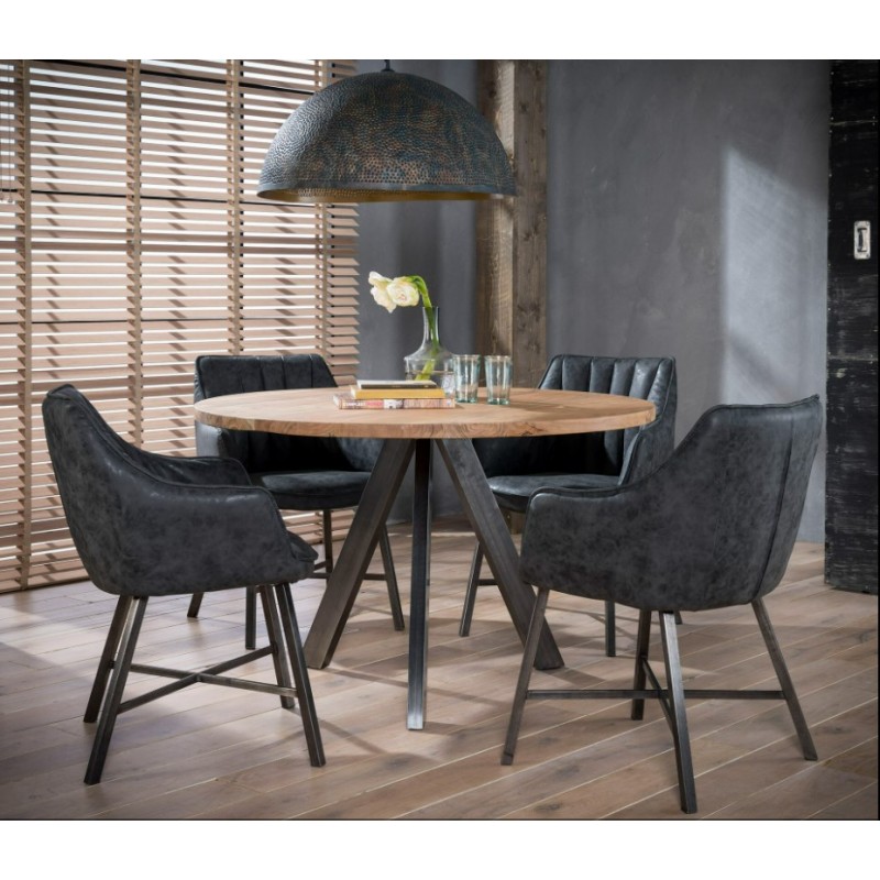 ZI Dining black chair striped steel legs